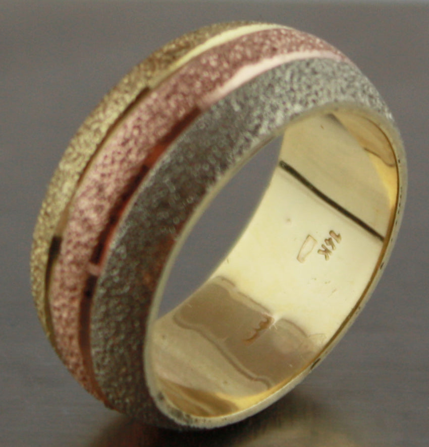 Real 14k Gold Yellow Rose white Eternity Ring 6gr Size 7.5  USA Seller