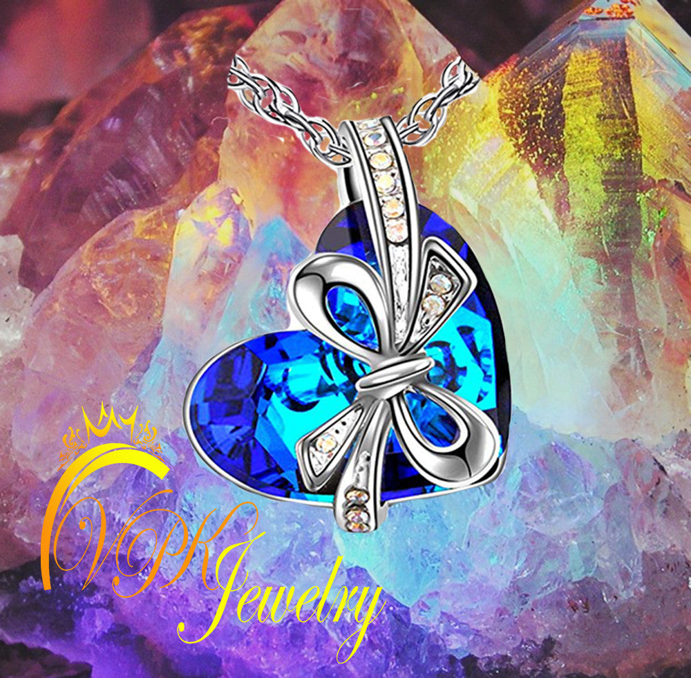 Heart Bowtie Nekclace Crystal Pendant made with SWAROVSKI elements