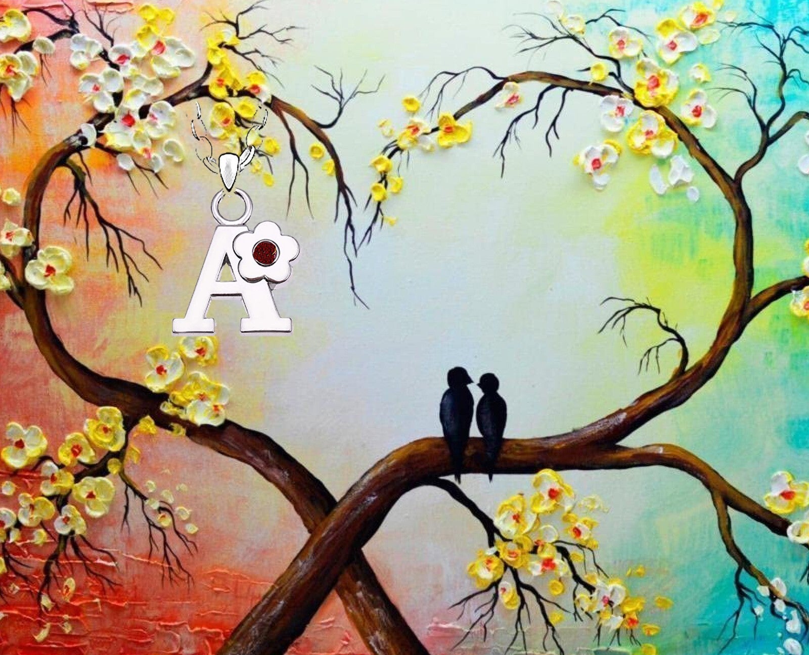 Choice A-Z Letter birthstone necklace pendant clover Love Women Girls Man box