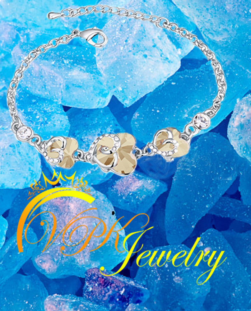 Bracelet Golden Fushia  color made with Swarovski elemets 14k Gold Plated