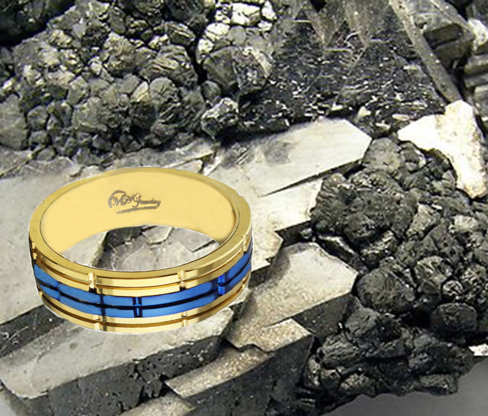 Tungsten VPKJewelry Ring Men Wedding  Band Rose Gold Blue 8 mm sc 10