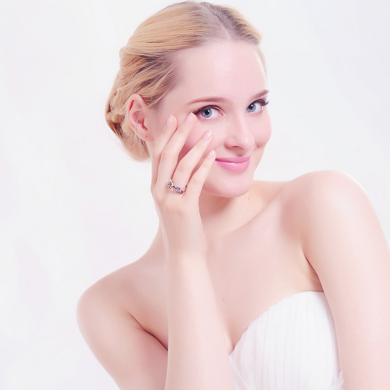 VPKJewelry Beautiful 18 k white gold plated Multi-Color Austrian Crystal ring