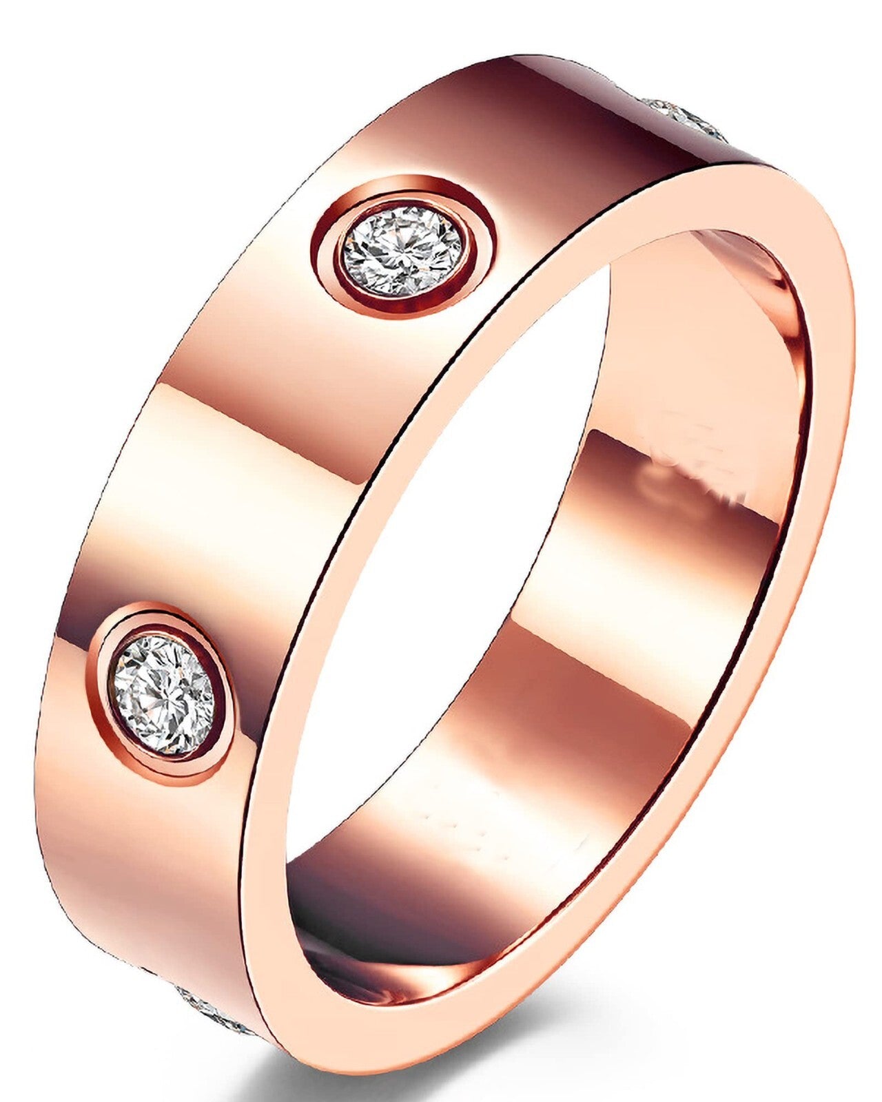 Rings Band Women's Men's stainless steel Cubic Zircon free box USA Jewelry New