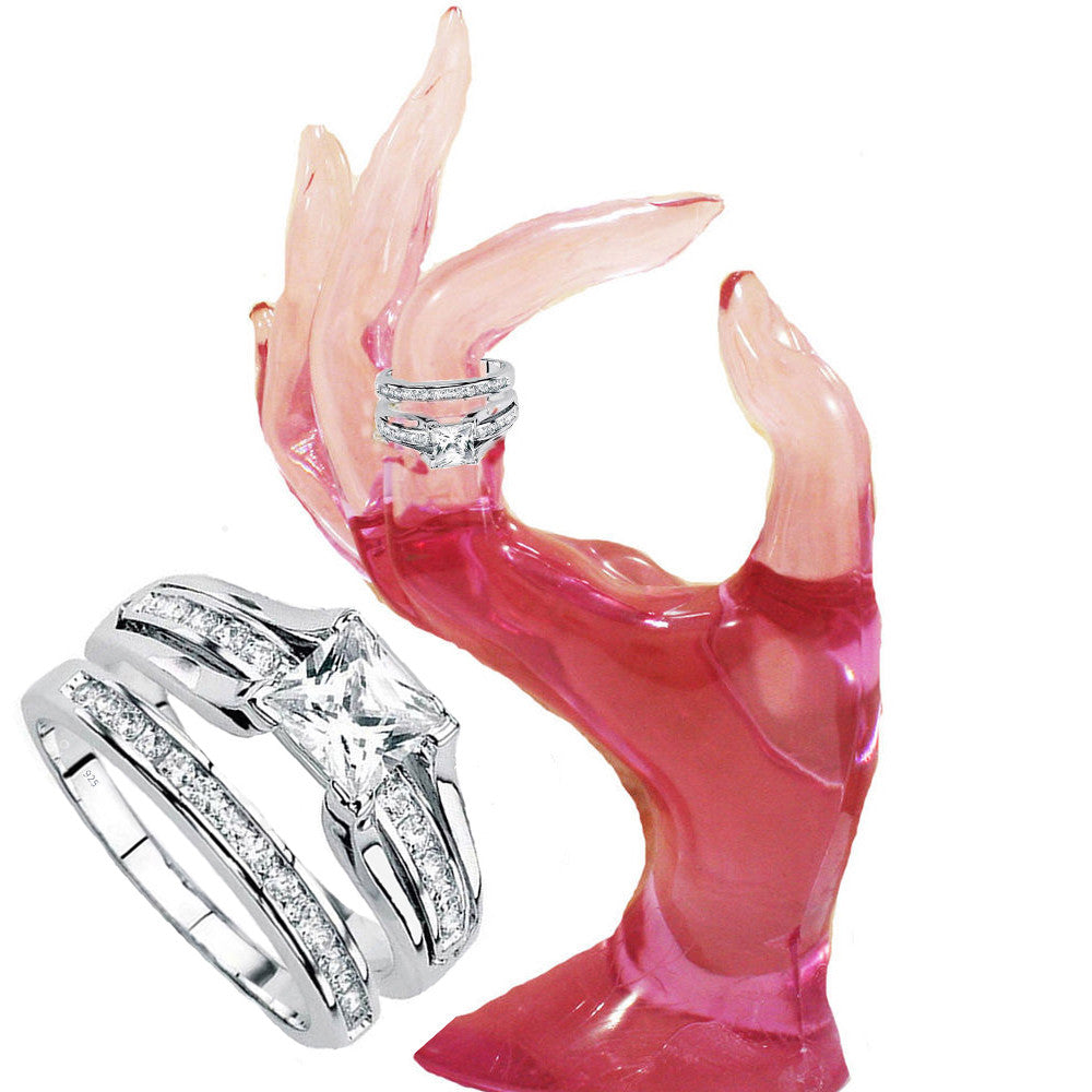 Womens silver ring Real 925 sterling Cubic Zirconia Set USA Seller