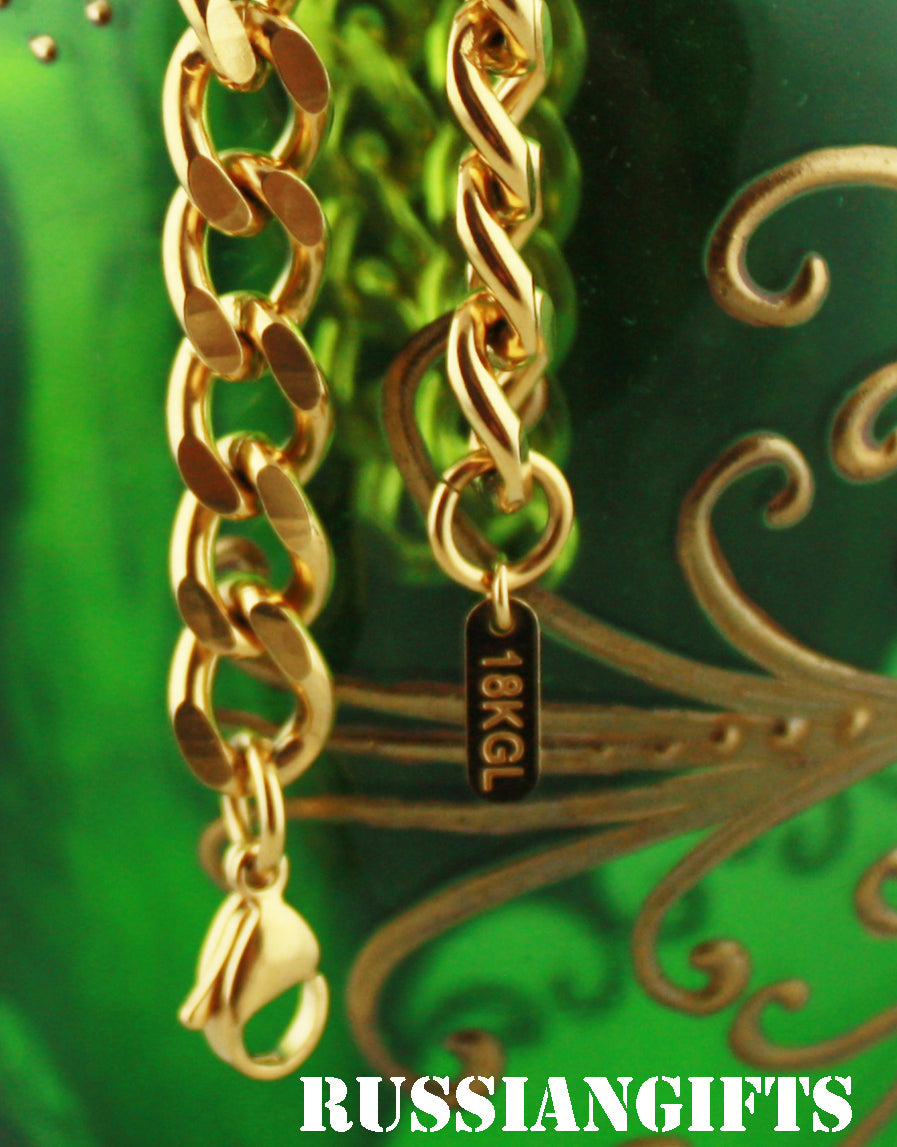 18k gold plated Link Curb Cuban Chain Necklace Bracelet 9mm 7-36' 'VPKJewelry