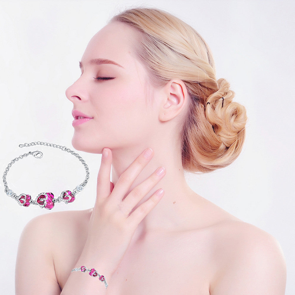 Bracelet Golden Fushia color made with Swarovski elemets 14k Gold Plated