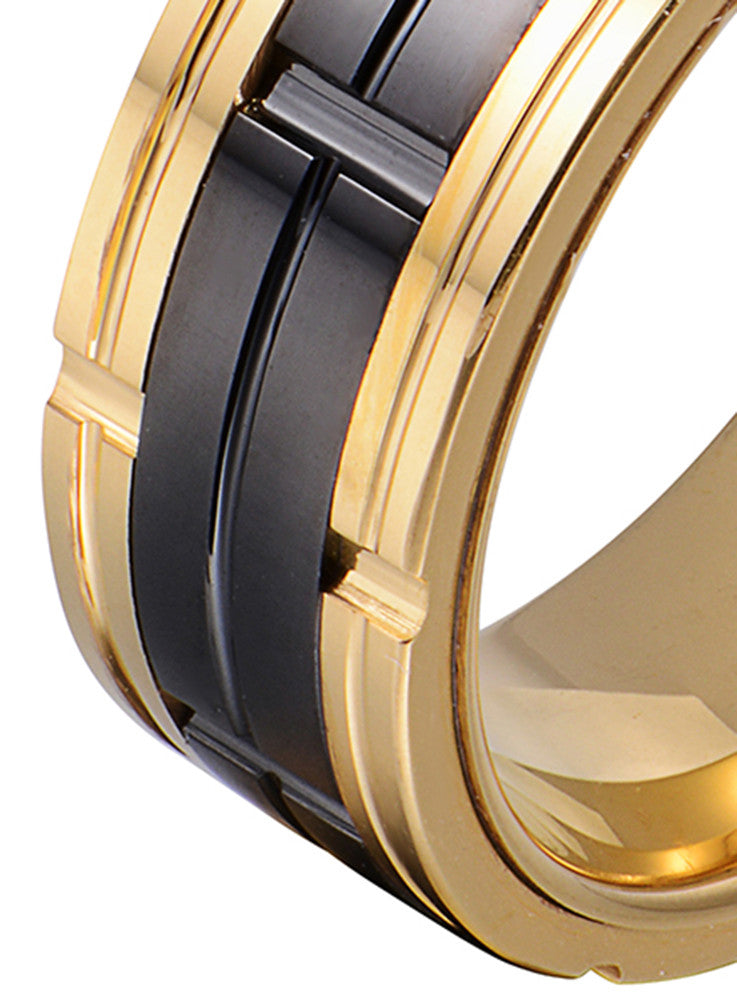 Tungsten VPKJewelry Ring Mens Womens Wedding Band 14k Gold Black 8-10mm sz 6-15