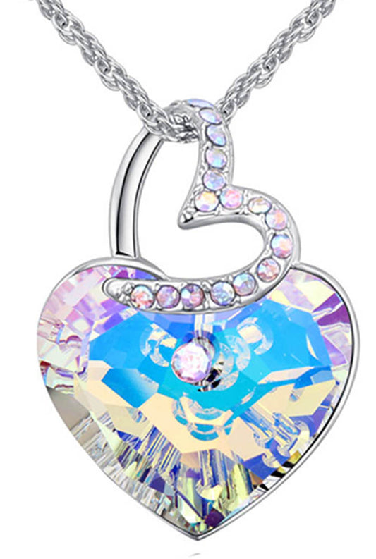 Two Heart  Necklace Chain Crystal Pendant made with SWAROVSKI elements