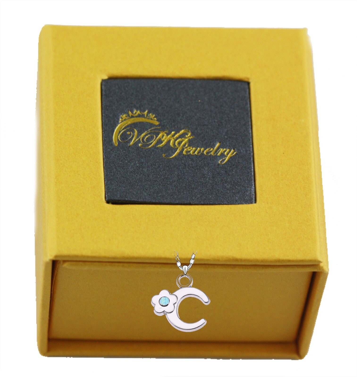 Choice A-Z Letter birthstone necklace pendant clover Love Women Girls Man box