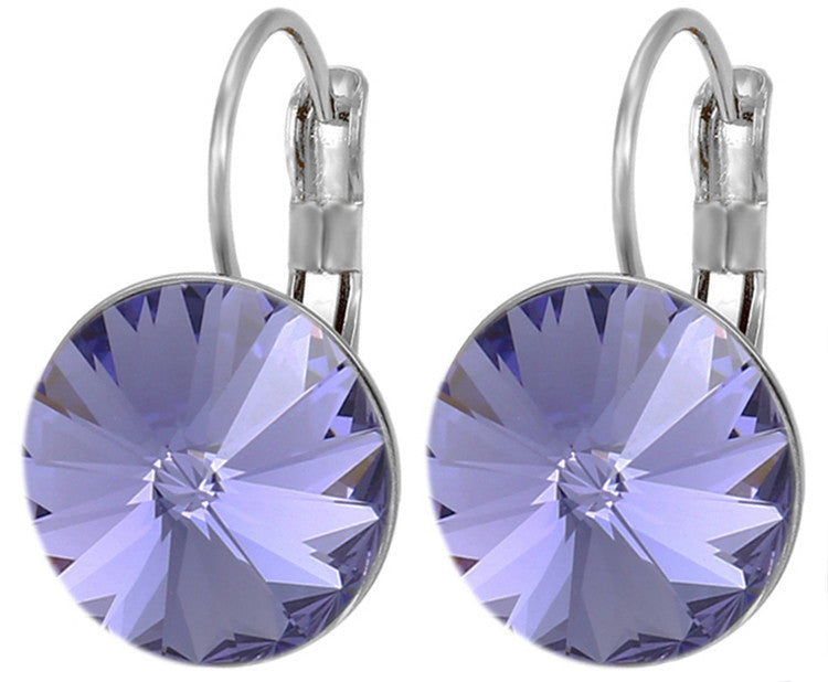 Bella Earrings Women Round Large LEVER BACK made with SWAROVSKI crystal