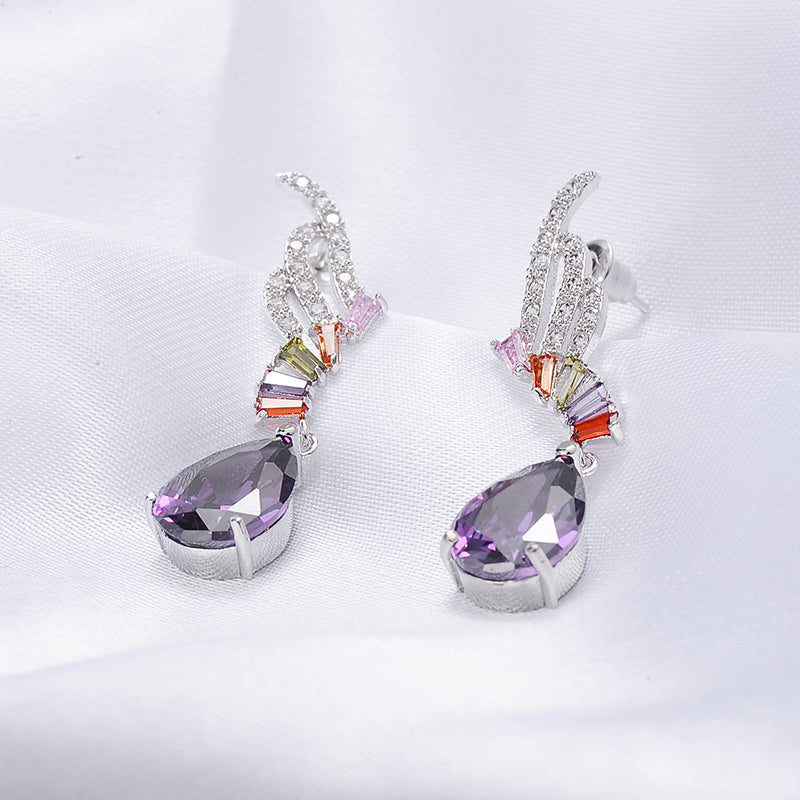 18k gold plated earrings crystal Multicolor CZ best Women gifts Brand New