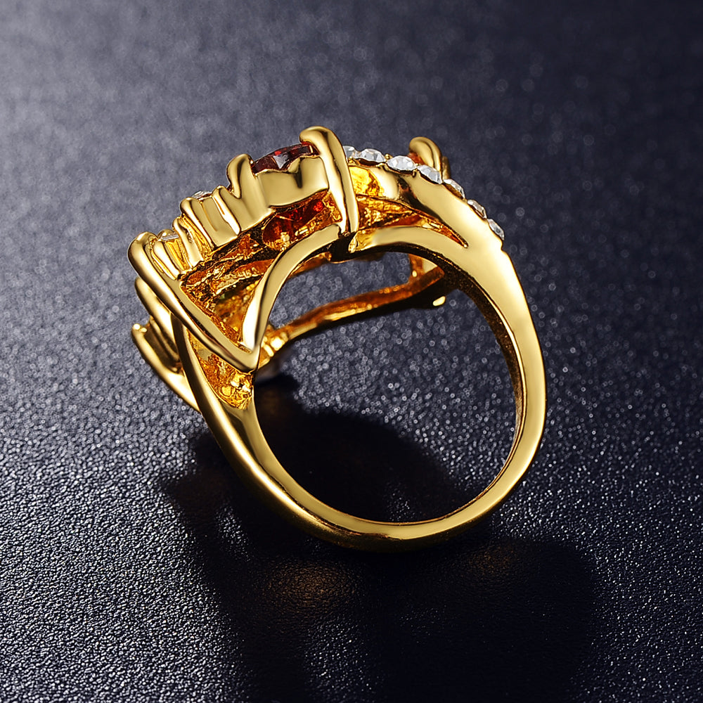 18k gold plated Multi-Color Austrian Crustal Diamonique CZ women's Ladies ring