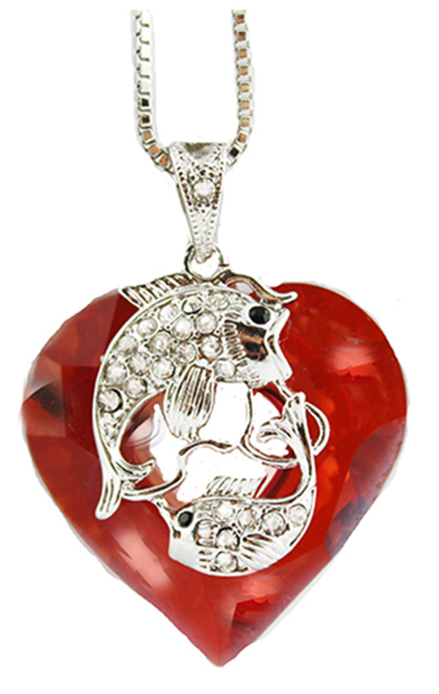 Heart Fish Necklace Pendant Chain made with SWAROVSKI crystal free box