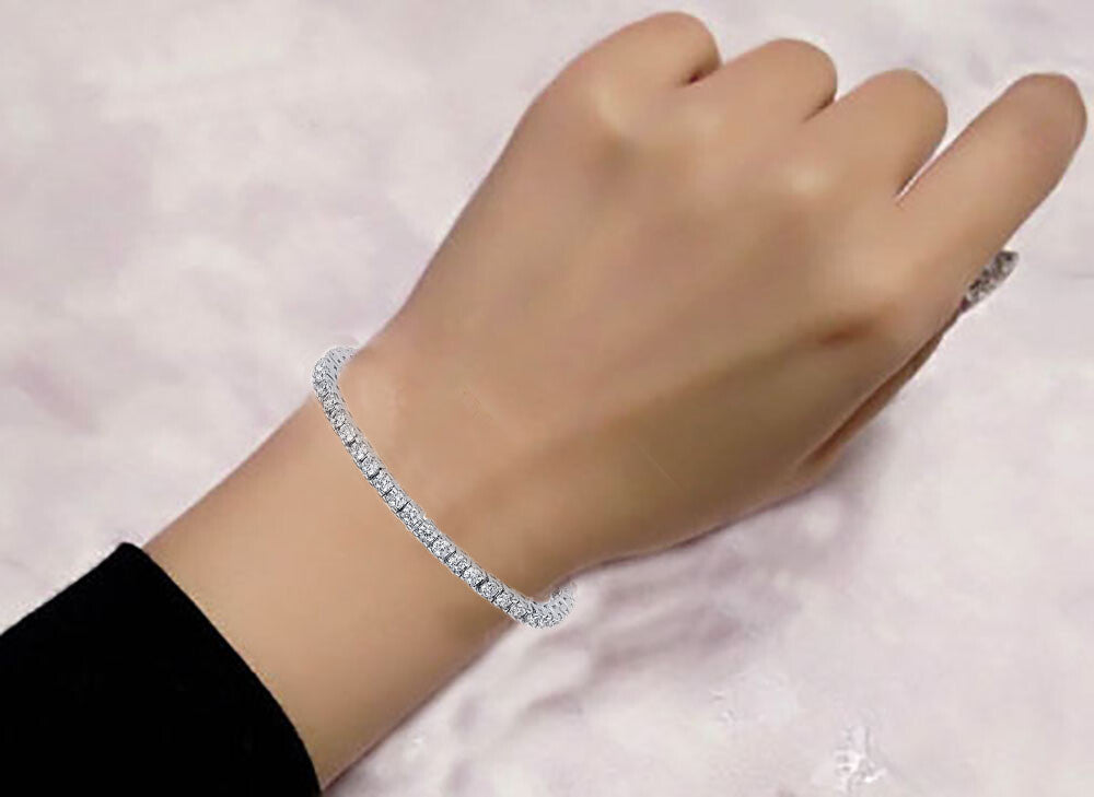 Tennis Love Bracelet White Yellow 18k Gold Plated 5mm Simulated Cubic Zirconia