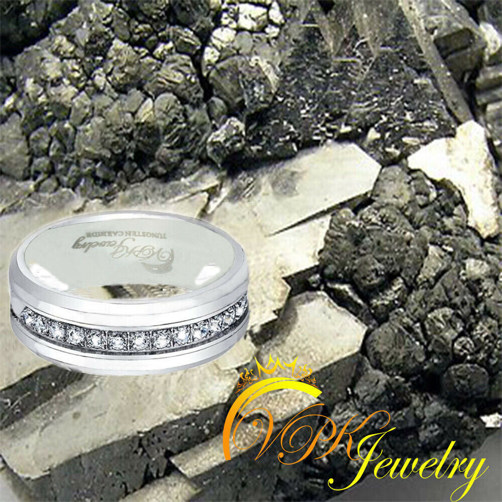6 - 8mm Tungsten Carbide Men/Women Wedding Band Ring 13 CZ  sz 4-15 VPKJewelry