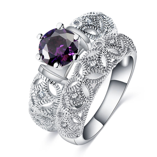 VPKJewelry Weddings Women's Austrian Crystal Band CZ Amethyst set of 2 rings