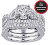 2pc or 3pc Real 925 Sterling silver Women Wedding Cubic Zirconia Ring S 4-11.5