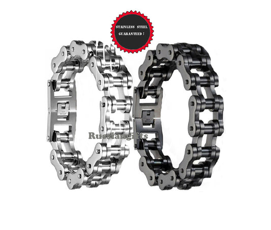 Black or Silver 8'' 9" 10'' Stainless Steel Motorcycle Bike Biker Chain Bracelet