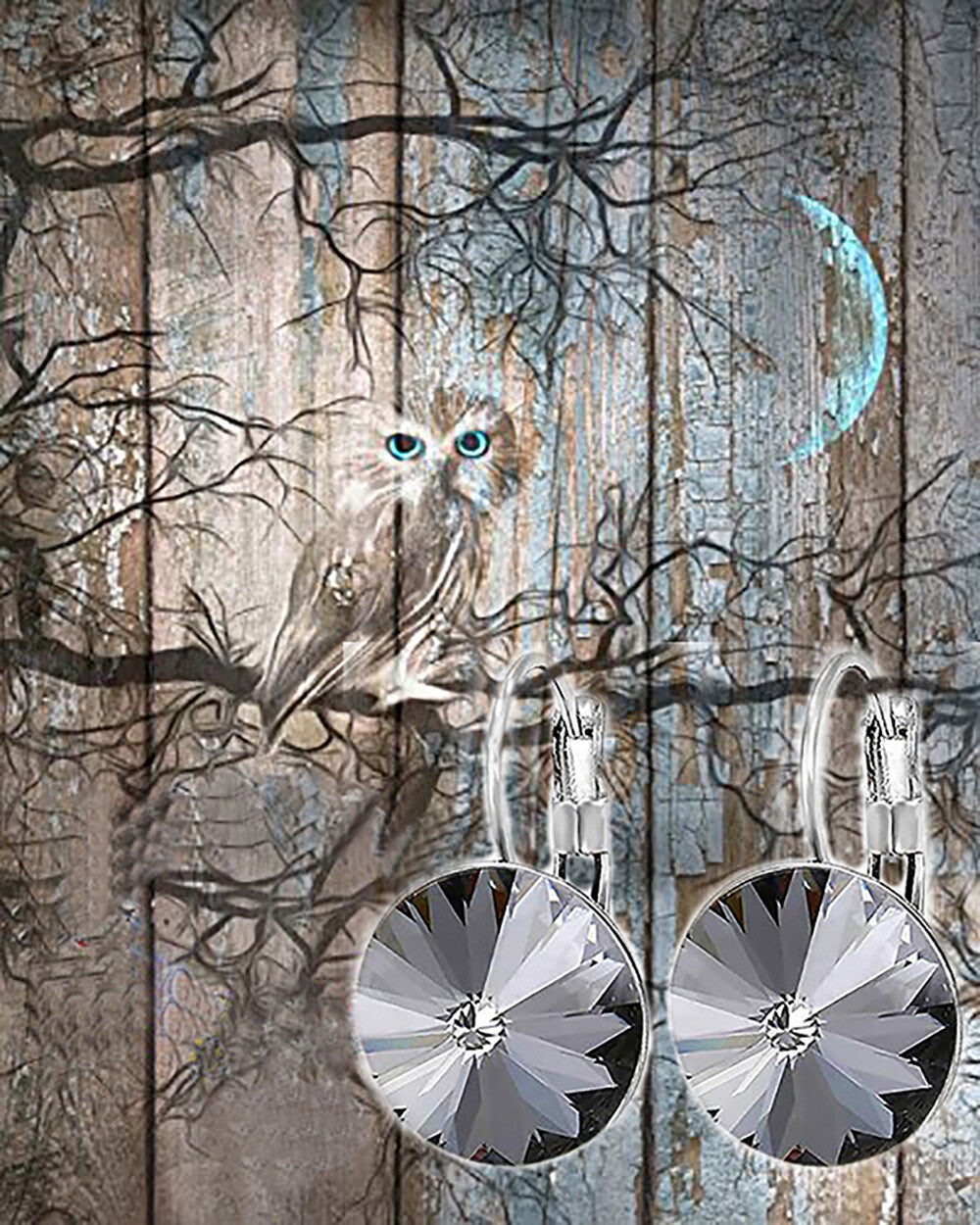 Bella Earrings Women Round Large LEVER BACK made with SWAROVSKI crystal