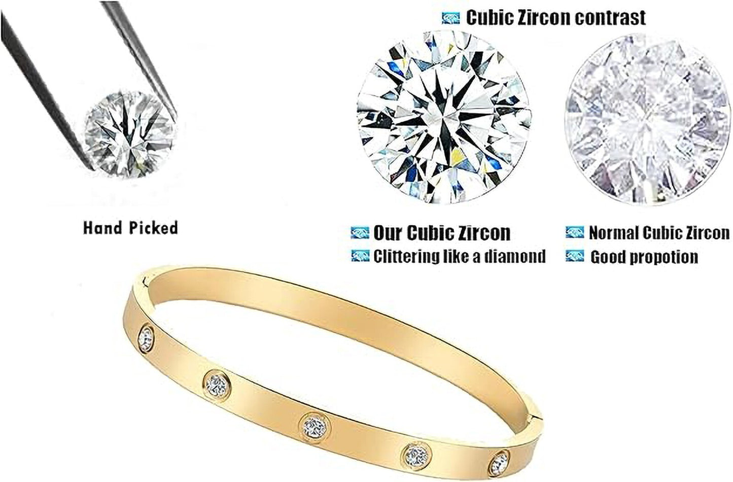 Bracelet 14k gold plated women's men girl Stainless steel bangle