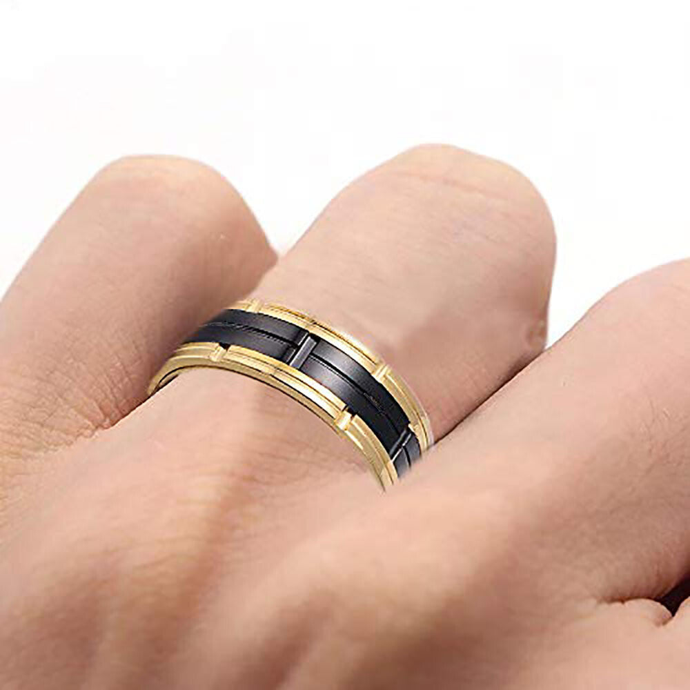 Tungsten VPKJewelry Ring Mens Womens Wedding Band 14k Gold Black 8-10mm sz 6-15
