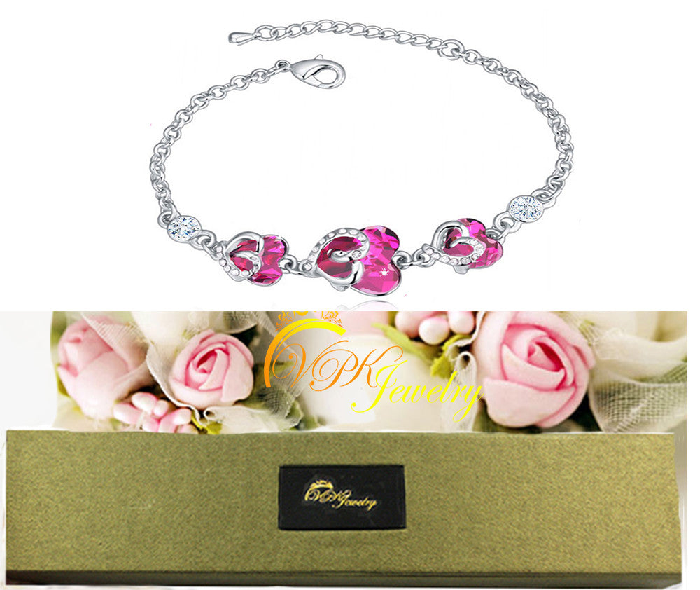 Bracelet Golden Fushia color made with Swarovski elemets 14k Gold Plated