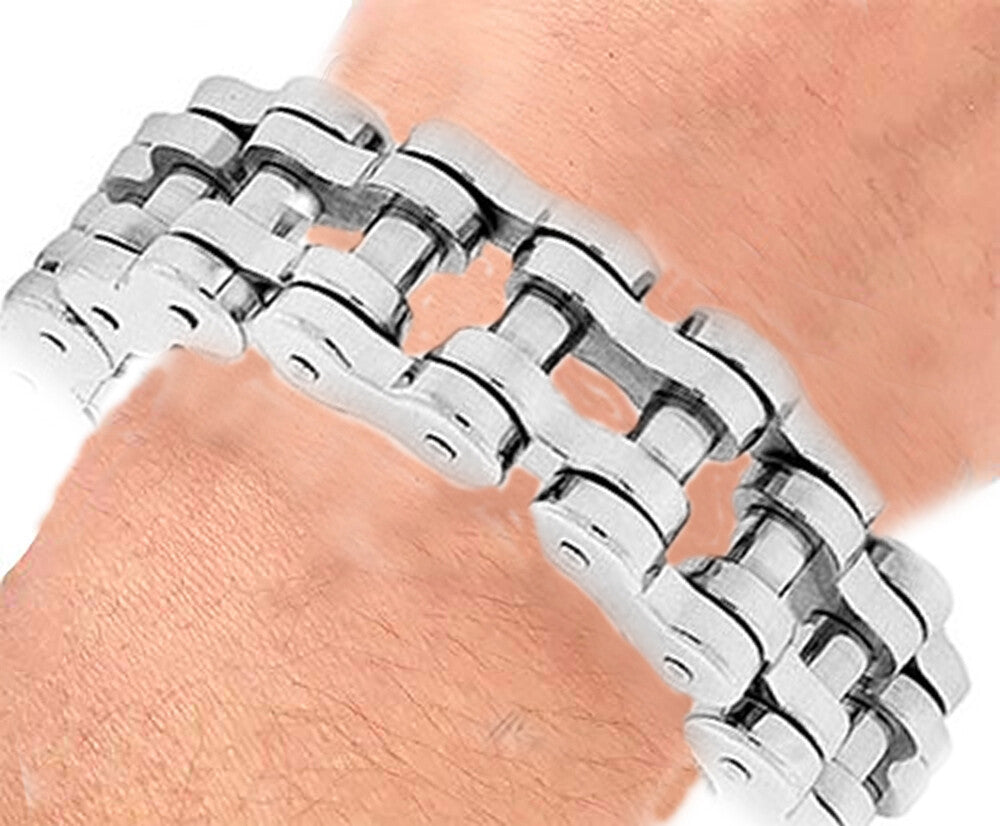 Black or Silver 8'' 9" 10'' Stainless Steel Motorcycle Bike Biker Chain Bracelet