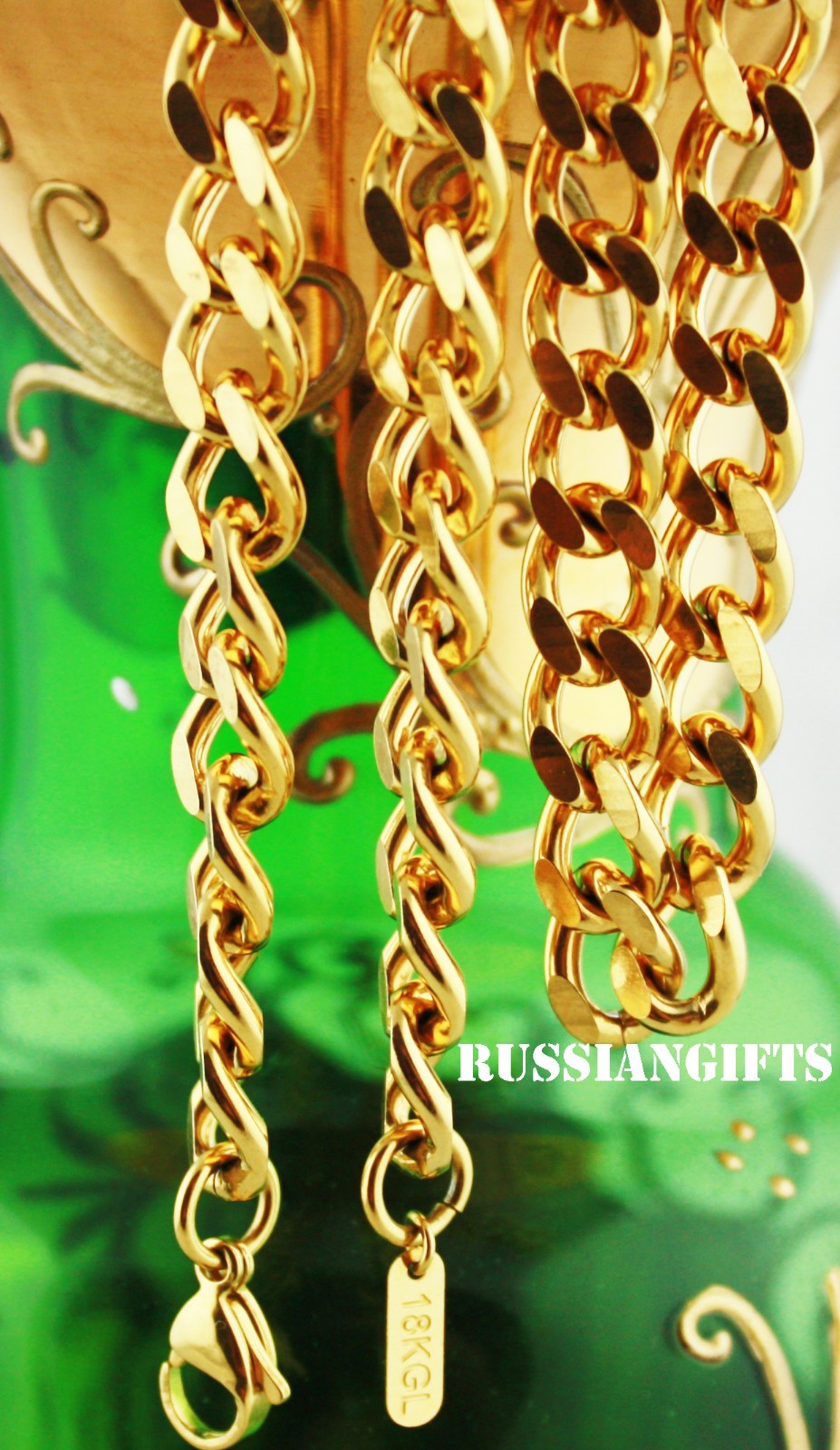 18k gold plated Link Curb Cuban Chain Necklace Bracelet 9mm 7-36' 'VPKJewelry