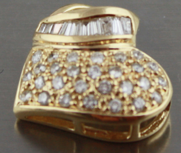 Natural 14k gold 0.30 carat real diamonds heard pendant 2.6 gram