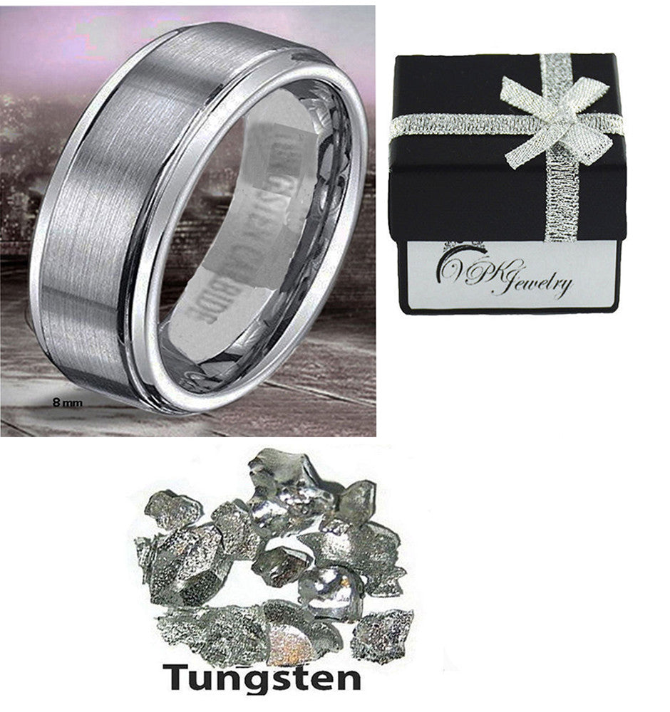 VPKJewelry 6-8mm Tungsten Carbide Brushed Men/Women Wedding Ring Sizes 5-14,5
