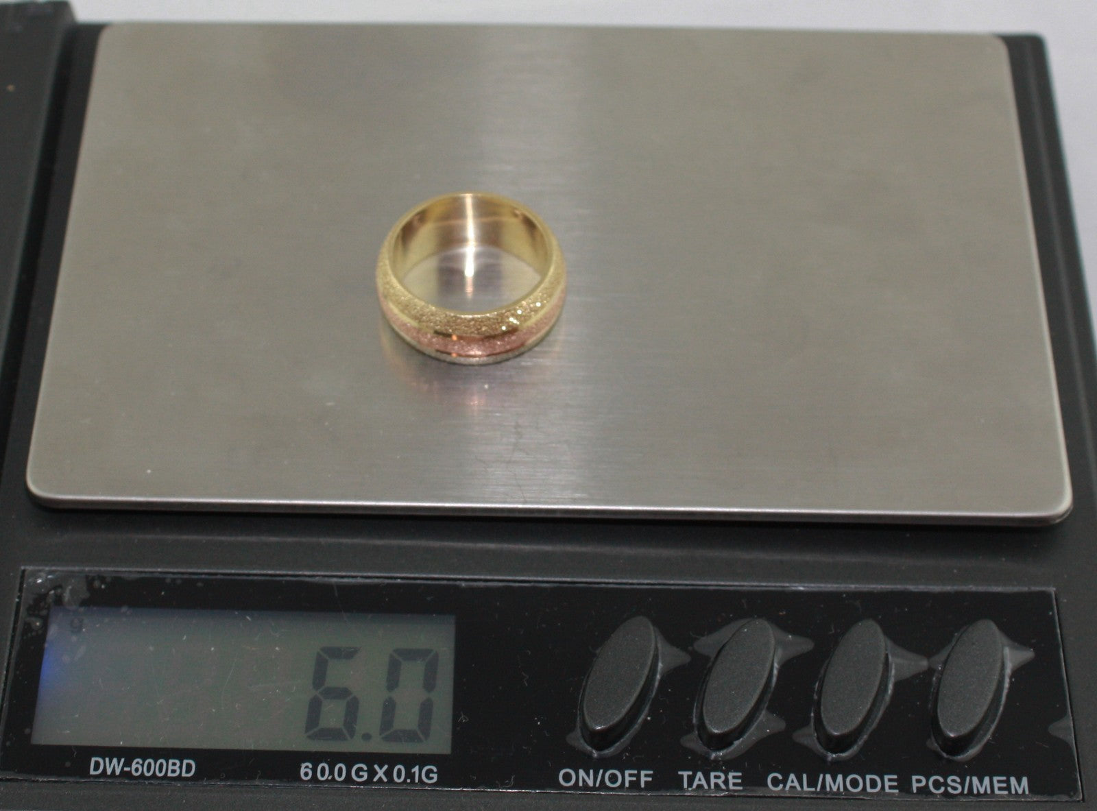 Real 14k Gold Yellow Rose white Eternity Ring 6gr Size 7.5  USA Seller