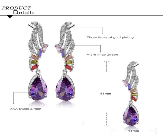 18k gold plated earrings crystal  Multicolor CZ  best Women gifts Brand  New