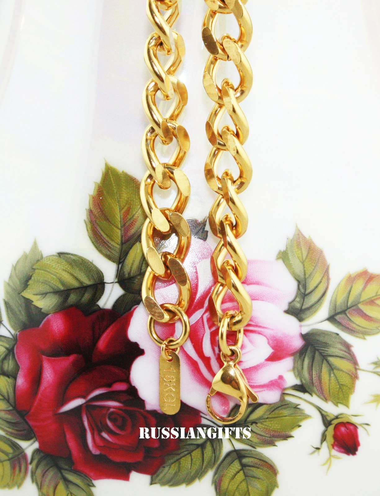 18k gold plated Link Curb Cuban Chain Necklace Bracelet 9mm 7-36' 'VPKJewelry