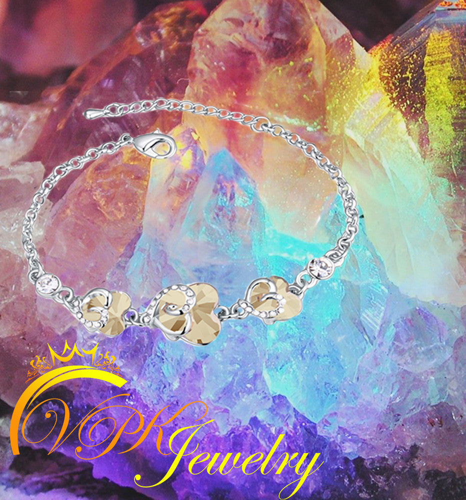 Bracelet Golden Fushia color made with Swarovski elemets 14k Gold Plated