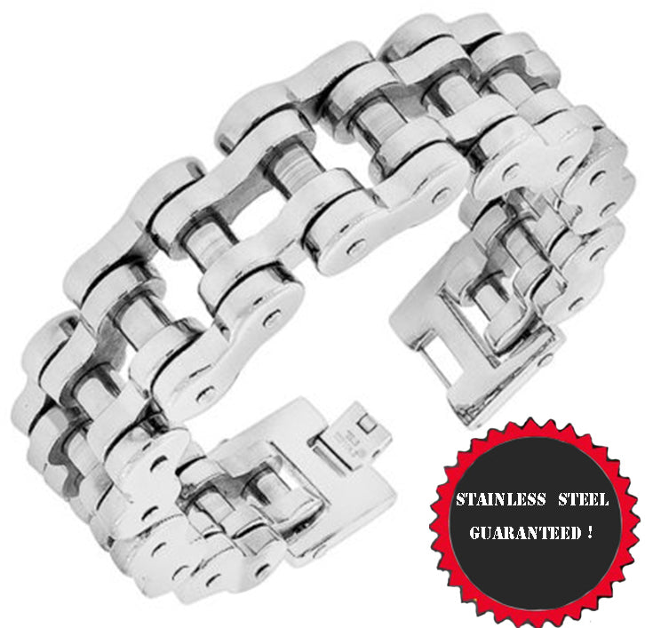 Black or Silver 8'' 9" 10'' Stainless Steel Motorcycle Bike Biker Chain Bracelet