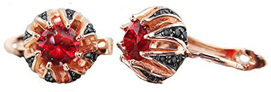 Russian Earring Real Silver 925 Sterling Rose 14k Gold Plated