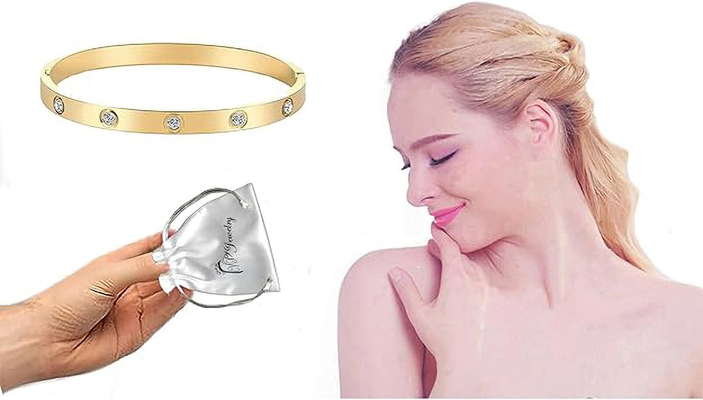 Bracelet 14k gold plated women's men girl Stainless steel bangle