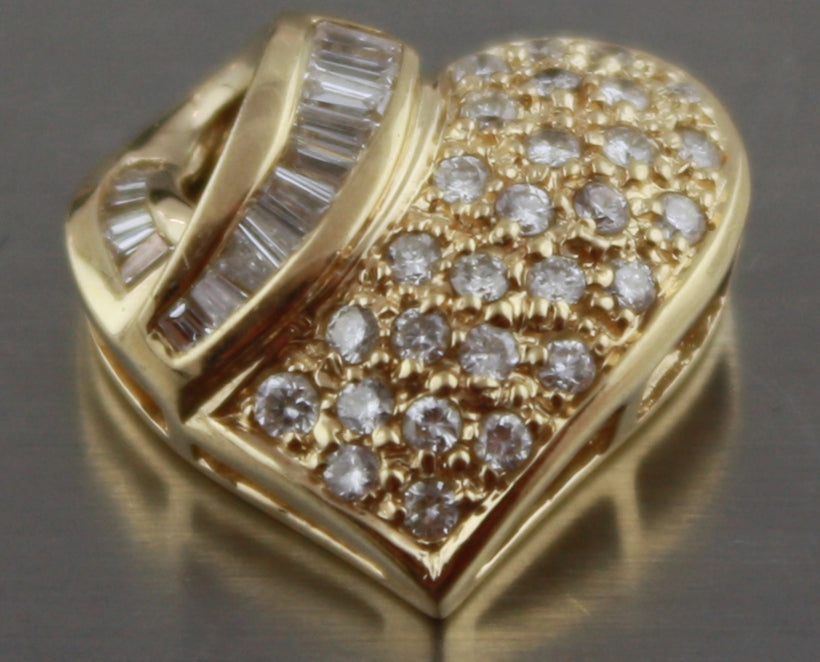Natural 14k gold 0.30 carat real diamonds heard pendant 2.6 gram