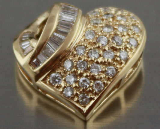 Natural 14k gold 0.30 carat real diamonds heard  pendant 2.6 gram