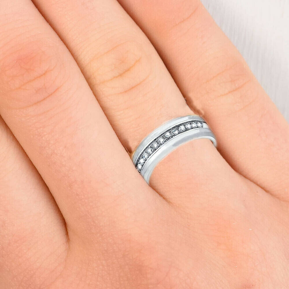 6 - 8mm Tungsten Carbide Men/Women Wedding Band Ring 13 CZ sz 4-15 VPKJewelry