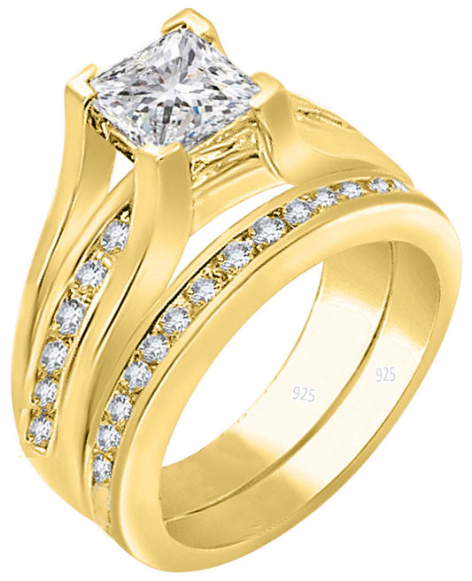 Women's Real 925 sterling silver Band Wedding set Cubic Zirconia Ring Sz 4-11.5