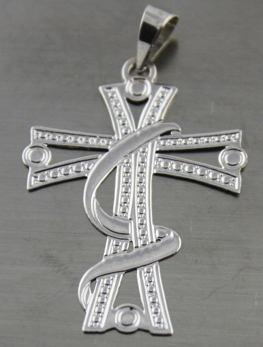 Real 14K white Gold Cross Eternity Pendant US seller 0,5 gram