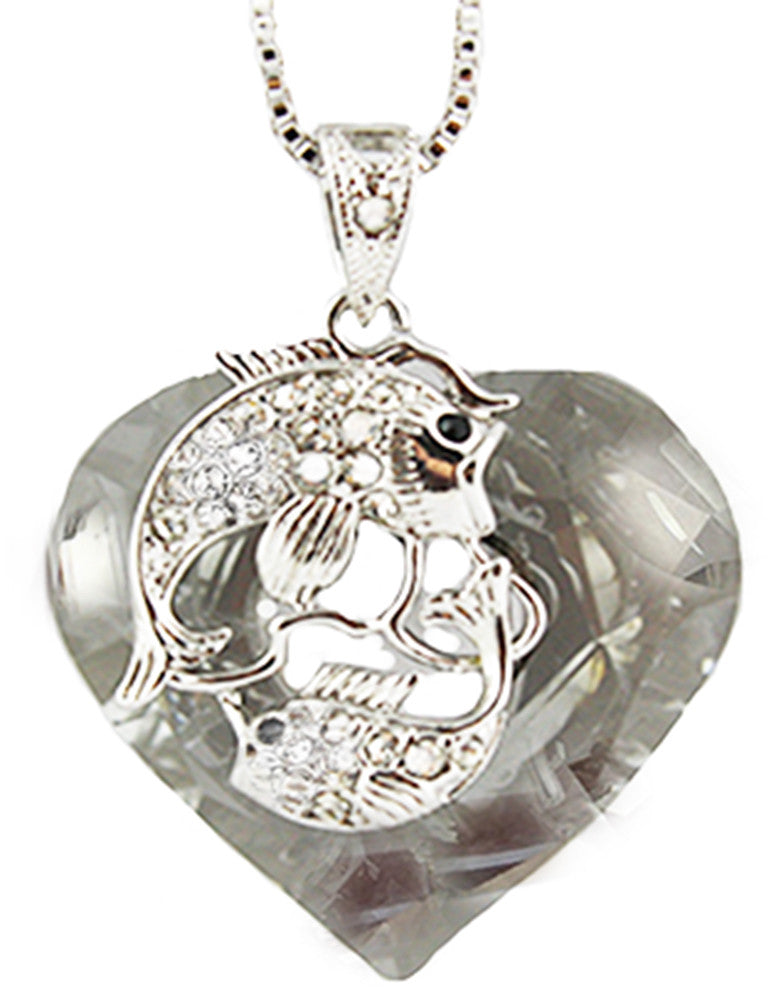 Heart Fish Necklace Pendant Chain made with SWAROVSKI crystal free box