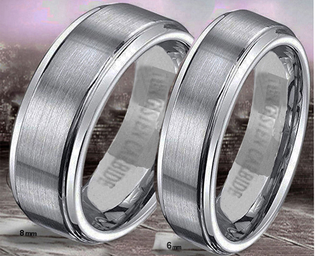 VPKJewelry 6-8mm Tungsten Carbide Brushed Men/Women Wedding Ring Sizes 5-14,5