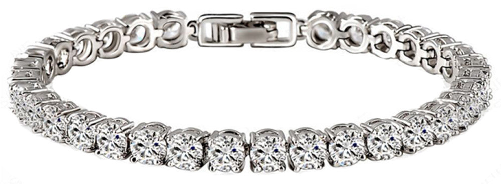 Tennis Love Bracelet White Yellow 18k Gold Plated 5mm Simulated Cubic Zirconia