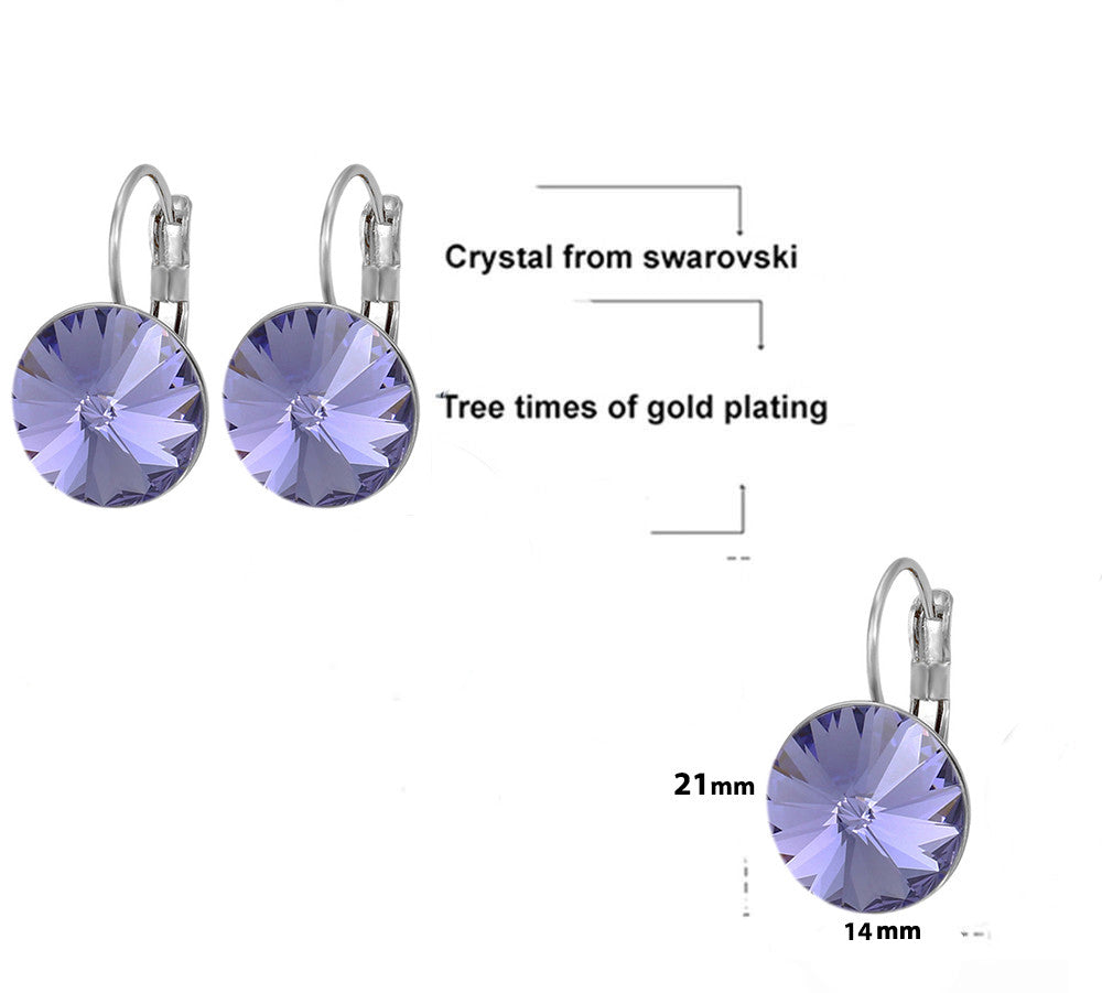 Bella Earrings Women Round Large LEVER BACK made with SWAROVSKI crystal