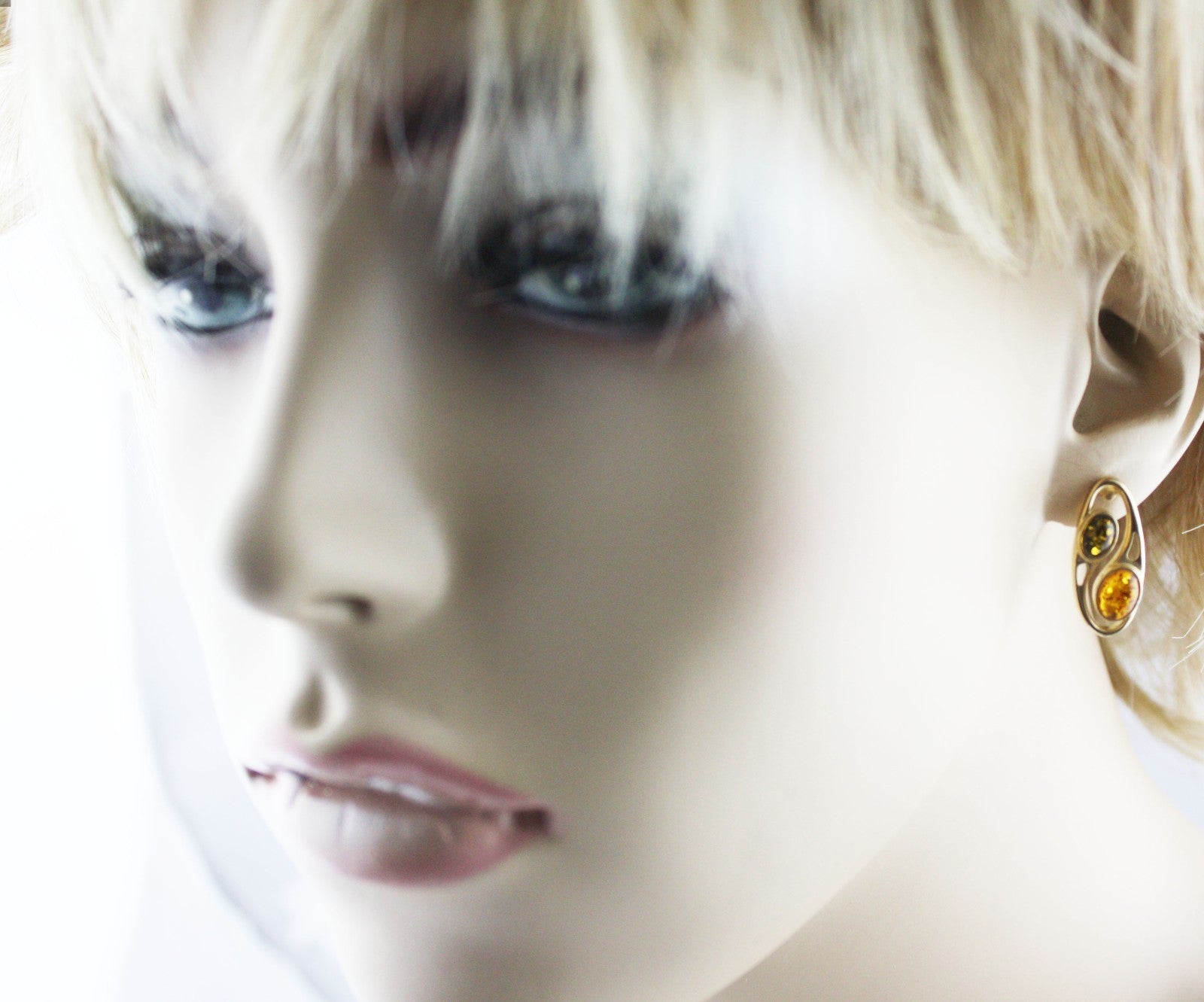 Russian natural honey green Amber real 585 14k gold earring 5.4 gr US seller