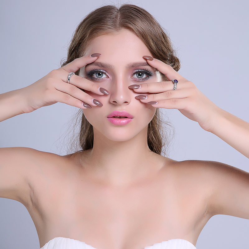 VPKJewelry Weddings Women's Austrian Crystal Band CZ Amethyst set of 2 rings