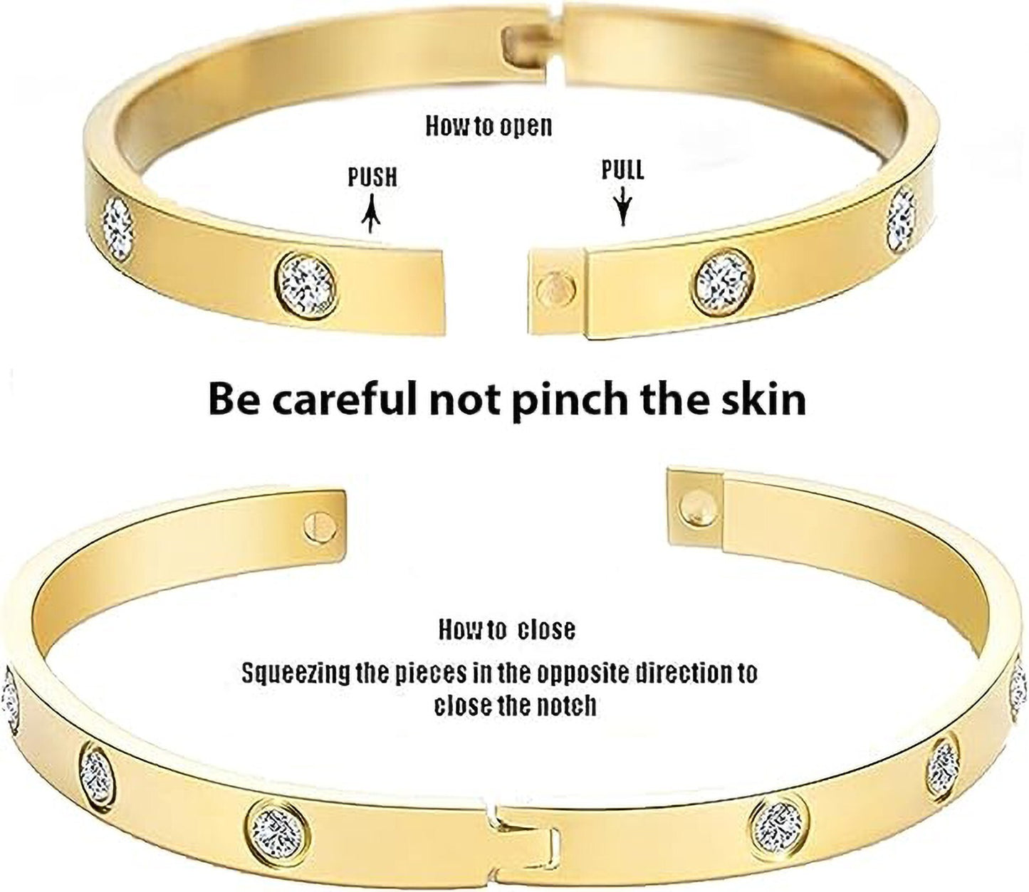 Bracelet 14k gold plated women's men girl Stainless steel bangle