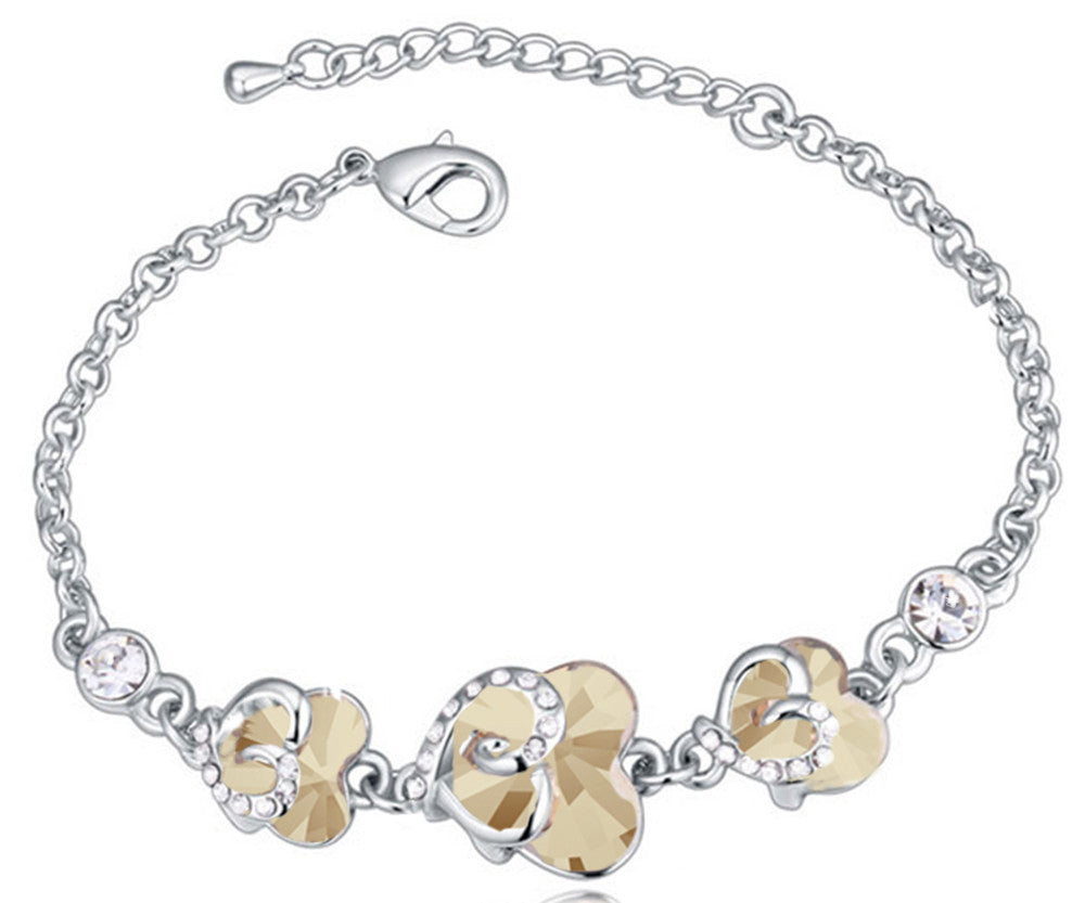 Bracelet Golden Fushia color made with Swarovski elemets 14k Gold Plated